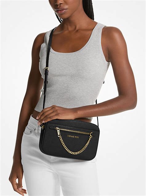 michael kors jet set large double pouch crossbody|michael kors large saffiano crossbody.